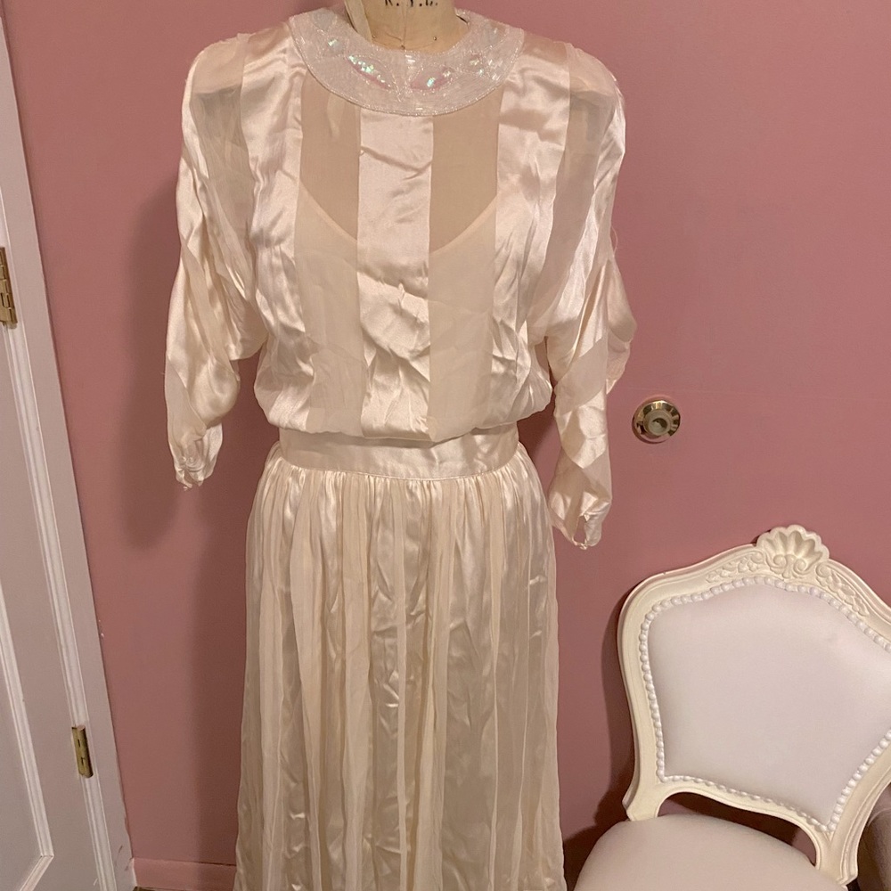 vintage silk formal dress/wedding dress DAMAGED